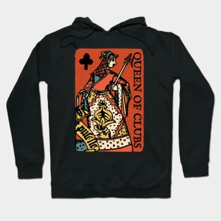 Vintage Character of Playing Card Queen of Clubs Hoodie